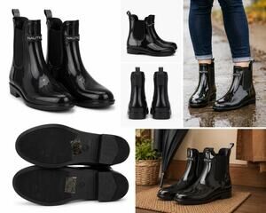 Nautica Women's Black Chelsea Rain Boots